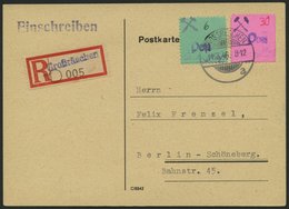 GROSSRÄSCHEN 30F BRIEF, 1946, 30 Pf. Auf Rosa Mit Abart Handstempel Post Blau Und Mi.Nr. 4 Auf Einschreibkarte (ohne Rüc - Correos Privados & Locales