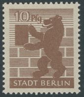 BERLIN UND BRANDENBURG 4Abwbz **, 1945, 10 Pf. Hellsiena, Gezähnt, Hellchromgelbes Papier, Geriffelte Gummierung, Postfr - Other & Unclassified