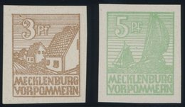 MECKLENBURG-VORPOMMERN 29xb,32xb **, 1946, 3 Pf. Mattorangebraun Und 5 Pf. Mittelgrün Abschiedsserie, 1. Auflage, 2 Post - Other & Unclassified