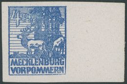 MECKLENBURG-VORPOMMERN 30I *, 1946, 4 Pf. Dunkelultramarin Mit Abart Rechte Untere Ecke Ausgebrochen (Feld 20), Falzrest - Otros & Sin Clasificación