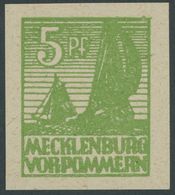 MECKLENBURG-VORPOMMERN 32yb **, 1946, 5 Pf. Schwärzlichgelblichgrün, Graues Papier, Postfrisch, Pracht, Fotoattest Kramp - Other & Unclassified