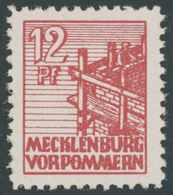 MECKLENBURG-VORPOMMERN 36xcc **, 1946, 12 Pf. Schwärzlichgraurot, Kreidepapier, Postfrisch, Pracht, Gepr. Kramp, Mi. 320 - Otros & Sin Clasificación