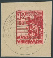 MECKLENBURG-VORPOMMERN 36zb BrfStk, 1946, 12 Pf. Rot, Dünnes Papier, Prachtbriefstück, Gepr. Thom, Mi. 300.- - Other & Unclassified