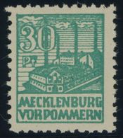 MECKLENBURG-VORPOMMERN 39yb **, 1946, 30 Pf. Dunkelbläulichgrün, Graues Papier, Postfrisch, Pracht, RR!, Fotoattest Kram - Other & Unclassified