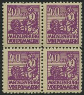 MECKLENBURG-VORPOMMERN 40yb VB **, 1946, 40 Pf. Violettpurpur Im Viererblock, Pracht, Gepr. Kramp, Mi. 400.- - Otros & Sin Clasificación