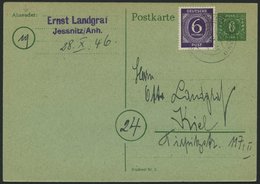 MECKLENBURG-VORPOMMERN P 6c BRIEF, Ganzsachen: 1945, 6 Pf. Blaugrün Mit 6 Pf. I. Kontrollausgabe Von JESSNITZ/ANH. Nach  - Other & Unclassified