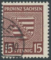 PROVINZ SACHSEN 80Yb O, 1945, 15 Pf. Bräunlichkarmin, Wz. 1Y, Pracht, Gepr. Ströh, Mi. 150.- - Other & Unclassified