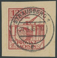 PROVINZ SACHSEN 88Bb BrfStk, 1946, 12 Pf. Dunkelrot Wiederaufbau, Ungezähnt, Prachtbriefstück, Gepr. Ströh, Mi. 320.- - Other & Unclassified