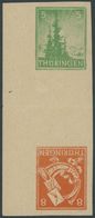 THÜRINGEN 94/6SKZU **, 1945, 5 Pf. Gelblichgrün Und 8 Pf. Rotorange Im Senkrechten Kehrdruckpaar Mit Zwischensteg, Ungez - Other & Unclassified