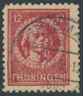 THÜRINGEN 97AXar O, 1945, 12 Pf. Karminrot, Vollgummierung, Hellchromgelbes Papier, Dicke Gummierung, Type I, Pracht, Ge - Sonstige & Ohne Zuordnung