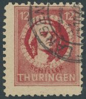 THÜRINGEN 97AXav O, 1945, 12 Pf. Karminrot, Vollgummierung, Gefasertes Papier, Pracht, RR!, Fotoattest Schulz, Mi. 1000. - Other & Unclassified