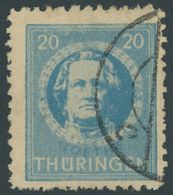 THÜRINGEN 98AXp1 O, 1945, 20 Pf. Preußischblau, Gezähnt, Vollgummierung, Dickes Papier, Steigende Papierstreifung, üblic - Other & Unclassified