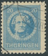 THÜRINGEN 98AXp1 O, 1945, 20 Pf. Preußischblau, Vollgummierung, Dickes Papier, Steigende Papierstreifung, Pracht, Gepr.  - Sonstige & Ohne Zuordnung