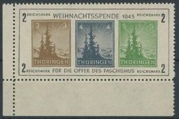 THÜRINGEN Bl. 1xa **, 1945, Block Antifa, Weißes Kartonpapier, Type V, Linke Untere Bogenecke, Postfrisch, Pracht, Fotoa - Other & Unclassified