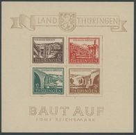 THÜRINGEN Bl. 4a **, 1946, Brückenblock, Type II, Postfrisch, Pracht, Mi. 450.- - Otros & Sin Clasificación