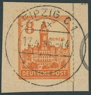 WEST-SACHSEN 160y BrfStk, 1946, 8 Pf. Lebhaftrotorange, Ohne Wz., Gelbliches Papier, Prachtbriefstück, Gepr. Ströh, Mi.  - Other & Unclassified