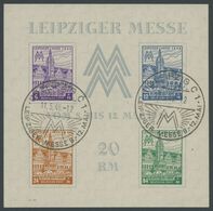 WEST-SACHSEN Bl. 5XZa O, 1946, Block Leipziger Messe, Wz. Stufen Steil Fallend, Type V, Sonderstempel, Leichte Bugspur,  - Otros & Sin Clasificación