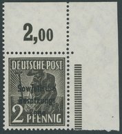 ALLGEMEINE-AUSGABEN 182bPORdgz **, 1948, 2 Pf. Schwarzgraubraun, Oberrandstück, Plattendruck, Durchgezähnt, Postfrisch,  - Altri & Non Classificati