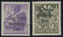 ALLGEMEINE-AUSGABEN 201wbx,206wbx **, 1948, 6 Pf. Lebhaftgrauviolett Und 30 Pf. Bräunlicholiv, Postfrisch, Pracht, Gepr. - Sonstige & Ohne Zuordnung