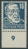 ALLGEMEINE-AUSGABEN 218c **, 1951, 16 Pf. Schwärzlichgrünlichblau Virchow, Unterrandstück, Postfrisch, Pracht, Fotoattes - Altri & Non Classificati