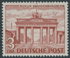 BERLIN 59I *, 1949, 3 DM Bauten Mit Abart Farbiges Rechteck Im Markenrand über RA In Brandenburg, Pracht, Mi. (700.-) - Other & Unclassified