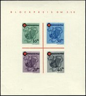 RHEINLAND PFALZ Bl. 1I/V (*), 1949, Block Rotes Kreuz, Type V: Roter Querbalken Des B In Blockpreis Verdickt, Pracht, Mi - Sonstige & Ohne Zuordnung