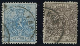 BELGIEN 21/2A O, 1866/7, 2 C. Blau Und 5 C. Braun, Gezähnt A, Normale Zähnung, 2 Prachtwerte, Mi. 190.- - Sonstige & Ohne Zuordnung
