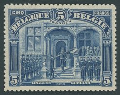 BELGIEN 127A *, 1915, 5 Fr. Blau, Gezähnt A, Falzrest, Pracht, Mi. 400.- - Sonstige & Ohne Zuordnung