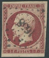 FRANKREICH 17b O, 1854, 1 Fr. Dunkelkarmin Mit Kleiner Ziffernraute 1658, Kaum Sichtbare Eckbugspuren (im Attest Nicht E - Other & Unclassified