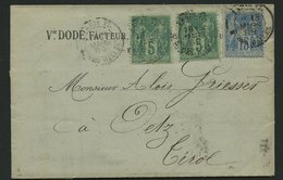 FRANKREICH 73, 84II BRIEF, 1889, 15 C. Blau Und 2x 5 C. Hellgelbgrün Auf Rechnung Mit K2 PARIS 17 R. DES HALLES Nach Fin - Sonstige & Ohne Zuordnung