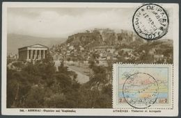 GRIECHENLAND 1930, Erstflugkarte PIRAEUS-MYTILAKE Mit Halbamtlicher Flugmarke Mi.Nr. 300 (rückseitig) Und Mi.Nr. 311, Mi - Otros & Sin Clasificación