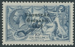 IRLAND 39I *, 1922, 10 Sc. Dreizeiliger Aufdruck In Blauschwarz, Falzrest, Pracht - Sonstige & Ohne Zuordnung