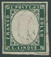 SARDINIEN 10b O, 1859, 5 C. Smaragdgrün, Pracht, Mi. (250.-) - Sardinien