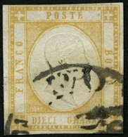 ITALIEN 6b O, 1861, 10 Gr. Gelbbraun, Feinst, Gepr. Newiger, Mi. 200.- - Gebraucht