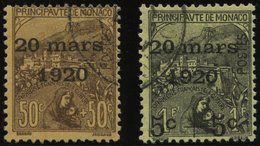 MONACO 41/2 O, 1920, 50 C. Und 1 Fr. Hochzeit Der Prinzessin Charlotte, 2 Prachtwerte, Mi. 145.- - Altri & Non Classificati