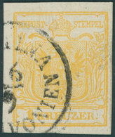 ÖSTERREICH BIS 1867 1Ya O, 1854, 1 Kr. Gelb, Maschinenpapier, Pracht, Gepr. Bühler - Used Stamps