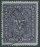 ÖSTERREICH 1867-1918 203Ia O, 1916, 10 Kr. Schwarzgrauviolett, Pracht, Gepr. Dr. Ferchenbauer, Mi. 80.- - Otros & Sin Clasificación