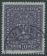 ÖSTERREICH 1867-1918 203Ia O, 1916, 10 Kr. Schwarzgrauviolett, Pracht, Mi. 80.- - Otros & Sin Clasificación