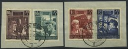 ÖSTERREICH 960-63 BrfStk, 1951, Wiederaufbau Auf 2 Briefstücken, Prachtsatz, Mi. 80.- - Used Stamps