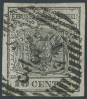 LOMBARDEI UND VENETIEN 2Xc O, 1850, 10 C. Grauschwarz, Handpapier, Stempel SACILE, Kabinett - Lombardo-Vénétie