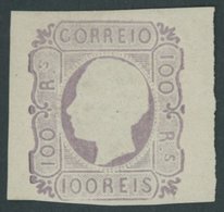 PORTUGAL 16 *, 1862, 100 R. Lila, Falzreste, Links Unten Lupenrandig Sonst Voll-breitrandig, Farbfrisches Prachtstück, F - Gebraucht