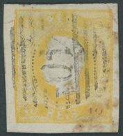 PORTUGAL 18 O, 1866, 10 R. Gelb, Pracht, Mi. 200.- - Gebraucht