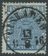 SCHWEDEN 2a O, 1855, 4 Skill. Bco. Blau Mit Seltenem Zentrischen K1 GISLAWED, Pracht - Sonstige & Ohne Zuordnung