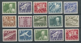 SCHWEDEN 227-38A/B **, 1936, 300 Jahre Post, Beide Zähnungen, Postfrischer Prachtsatz (15 Werte), Mi. 360.- - Otros & Sin Clasificación