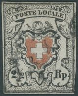SCHWEIZ BUNDESPOST 6I O, 1850, 21/2 Rp. Poste Locale, Mit Kreuzeinfassung, Repariert, Fein, Mi. (1300.-) - 1843-1852 Federale & Kantonnale Postzegels