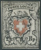 SCHWEIZ BUNDESPOST 6I O, 1850, 21/2 Rp. Poste Locale, Mit Kreuzeinfassung, Repariert, Fein, Mi. (1300.-) - 1843-1852 Correos Federales Y Cantonales