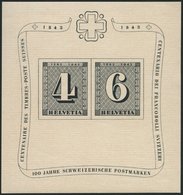 SCHWEIZ BUNDESPOST Bl. 8 **, 1943, Block 100 Jahre Briefmarken, Feinst, Mi. 120.- - 1843-1852 Federal & Cantonal Stamps