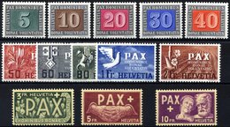 SCHWEIZ BUNDESPOST 447-59 **, 1945, PAX, Prachtsatz, Endwerte Gepr. Marchand, Mi. 450.- - 1843-1852 Federal & Cantonal Stamps