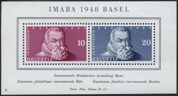 SCHWEIZ BUNDESPOST Bl. 13 **, 1948, Block IMABA, Pracht, Mi. 90.- - 1843-1852 Federal & Cantonal Stamps