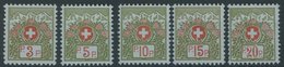 PORTOFREIHEITSMARKEN Pf 3-7II **, 1911-21, 3 - 20 C. Alpenrose, Ohne Kontrollnummer, 5 Postfrische Prachtwerte, Mi. 69.3 - Franquicia